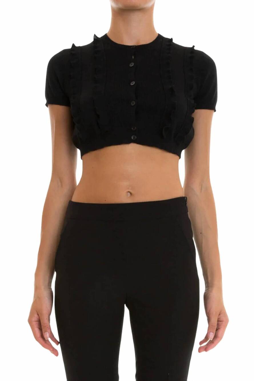 NEW VALENTINO GARAVANI wool flounced bolero top in black